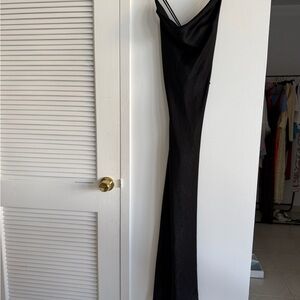 Zara Cowl Satin Maxi Dress Black XS